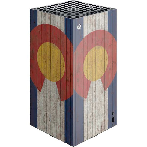 Colorado Flag Dark Wood Xbox Series X Skins